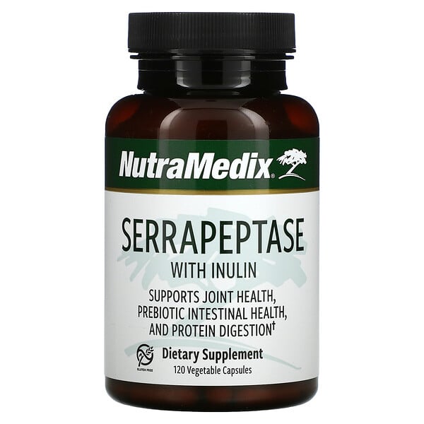 NutraMedix, Серрапептаза с инулином, 120 растительных капсул