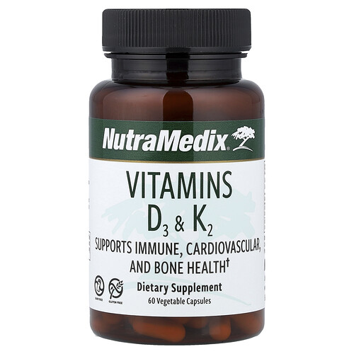 Nutramedix Vitamins D3 & K2, 60 Vegetable Capsules