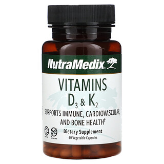 NutraMedix, Витамини D3 & K2, 60 растителни капсули
