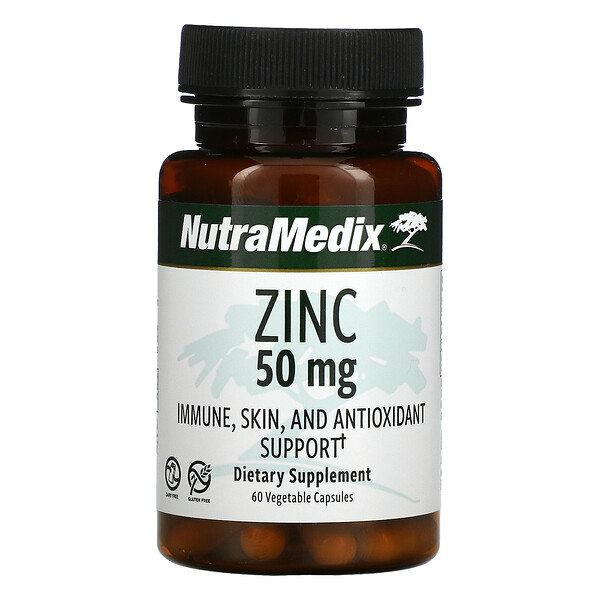 Zinc, Immune, Skin, and Antioxidant Support, 50 mg, 60 Vegetarian Capsules