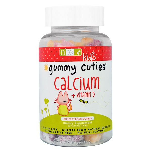 Natural Dynamix (NDX), Kids Gummy Cuties, Calcium + Vitamin D, 60 Gummy Cuties