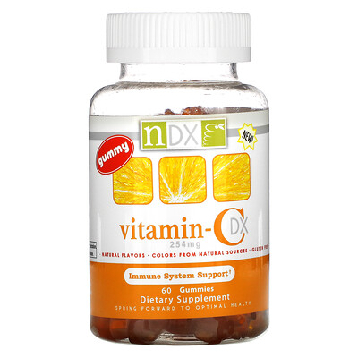 Natural Dynamix (NDX) Vitamin-C DX, Natural Flavors, 254 mg, 60 Gummies