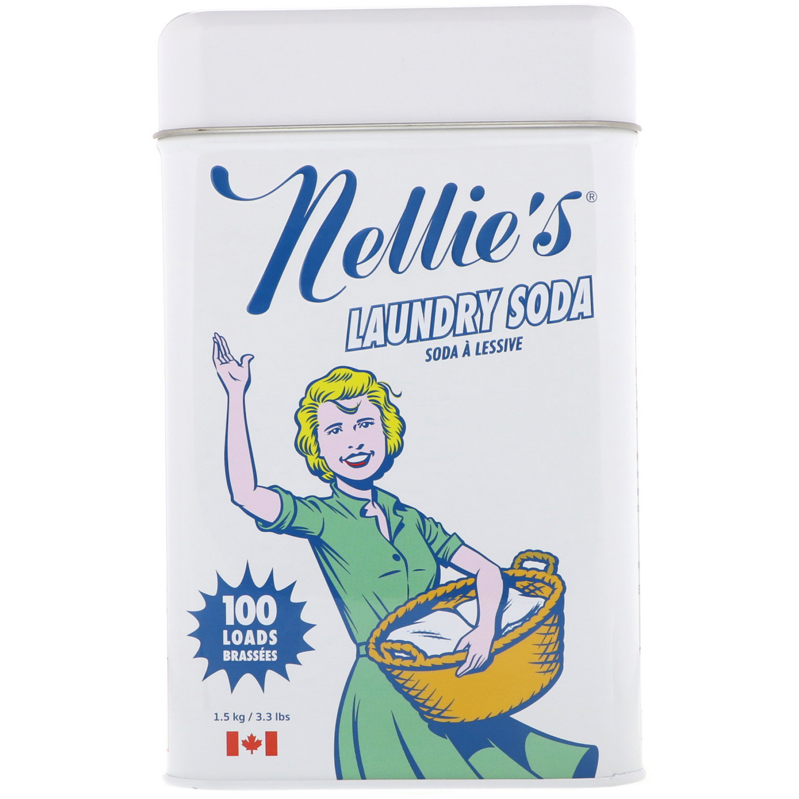 iHerb 洗衣用品 Nellie's, 洗衣純鹼,100筒量,3.3磅(1.5千克)