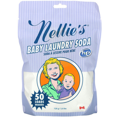 Nellie's сода для стирки детских вещей, 50 загрузок, 726 г (1,6 фунта)
