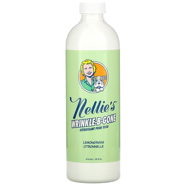 Nellie's, All-Natural, Wrinkle-B-Gone, Removes Wrinkles, Lemongrass, 16 fl oz (474 ml)
