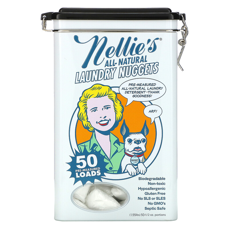 Nellie's, AllNatural Laundry Nuggets, Unscented , 50 Loads, 1.55 lbs