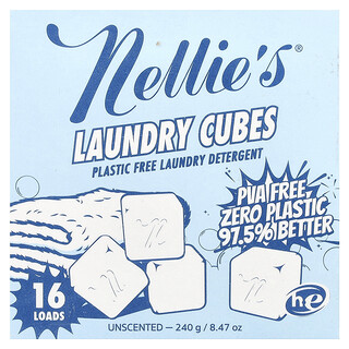 Nellie's, 洗衣凝珠，無塑料洗衣凝珠，無香型，16 次用量，8.47 盎司（240 克）