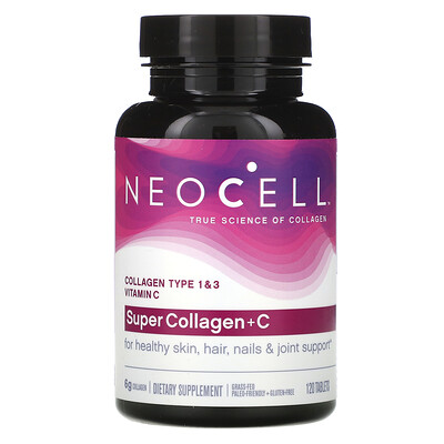 Neocell Super Collagen + C, добавка с коллагеном и витамином C, 120 таблеток