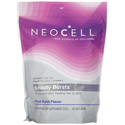 Neocell Beauty Bursts, со вкусом фруктового пунша, 2 г, 60 мягких жевательных таблеток