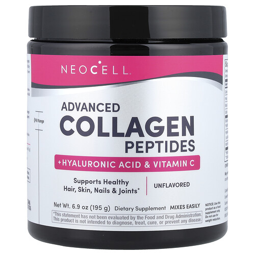 Neocell Advanced Collagen Peptides + Hyaluronic Acid & Vitamin C, Unflavored, 6.9 oz (195 g)