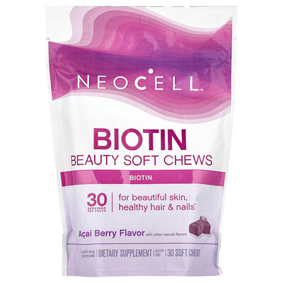 Product Image for NeoCell, Biotin Beauty Soft Chews, Acai Berry , 10,000 mcg, 30 Soft Chews