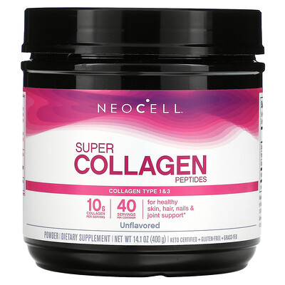 

NeoCell, Super Collagen Peptides, Unflavored, 14.1 oz (400 g)