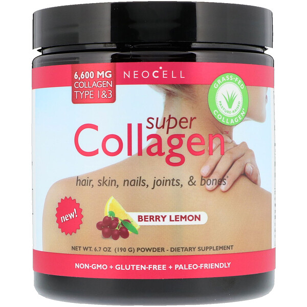 Neocell, Super Collagen, Type 1 & 3,Berry Lemon, 6,000 mg, 7 oz (198 g) (Discontinued Item)