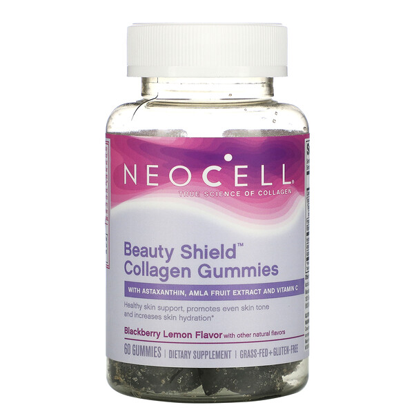 Neocell, Beauty Shield, жевательные мармеладки с коллагеном, ежевика и лимон, 60 жевательных таблеток
