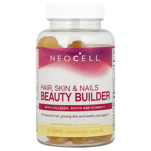 Neocell Hair, Skin & Nails Beauty Builder Gummies, Lemon, 60 Gummies