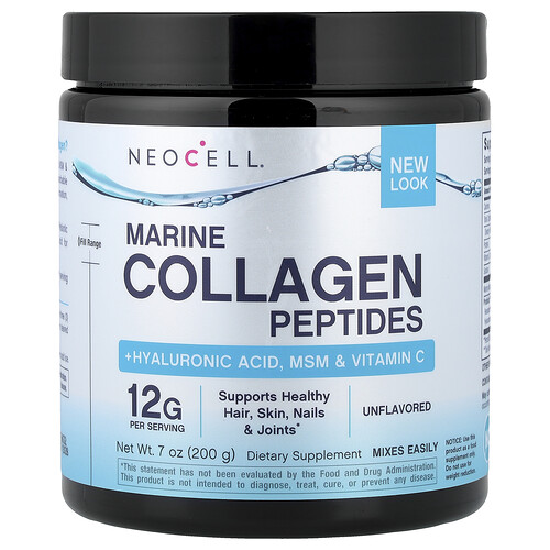 Neocell Marine Collagen Peptides + Hyaluronic Acid, MSM & Vitamin C, Unflavored, 7 oz (200 g)
