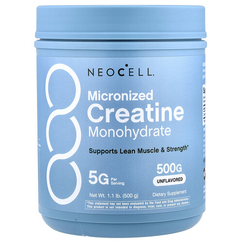 NeoCell, Micronized Creatine, Monohydrate Powder, mikronisiertes Kreatin, Monohydratpulver, geschmackneutral, 500 g (1.1 lb.)