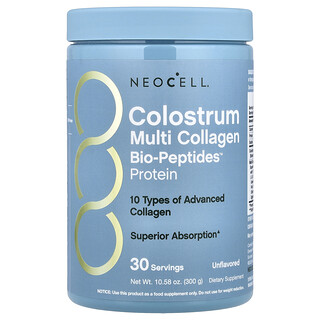 NeoCell, Colostrum Multi Collagen, Bio-Peptides™ Protein, Unflavored, 10.58 oz (300 g)