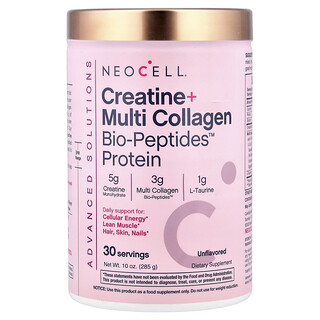 NeoCell, Advanced Solutions, Proteína con múltiples biopéptidos y colágeno con creatina y más, Sin sabor, 285 g (10 oz)