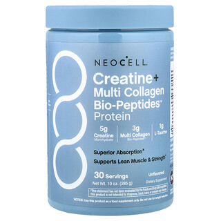 NeoCell, Creatine+ Multi Collagen Bio-Peptides™ Protein, Unflavored, 10 oz (285 g)