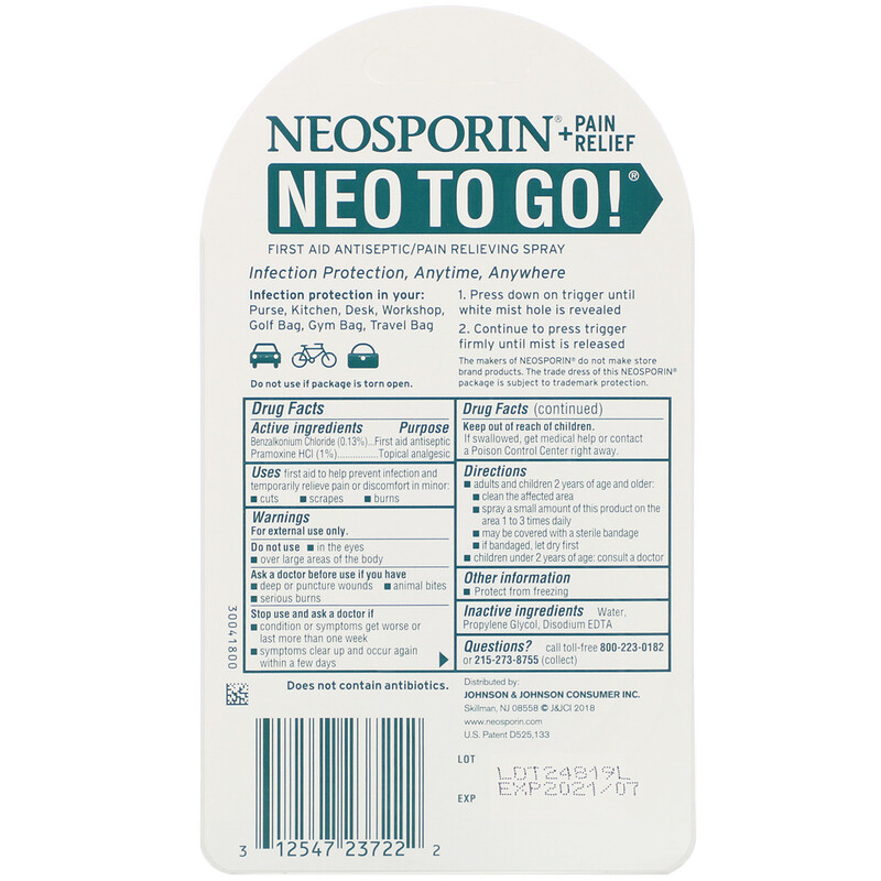 Neosporin, + Pain Relief, Neo To Go!, First Aid Antiseptic/Pain