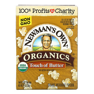 Newman's Own Organics, Органический попкорн в микроволновой печи, светлое масло, 3 пакетика по 79 г (2,8 унции)