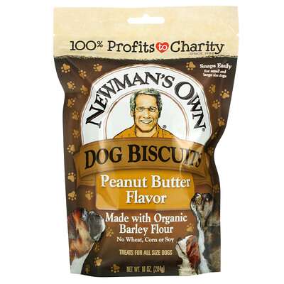 Newman's Own Organics Dog Biscuits, арахисовая паста, 284 г (10 унций)