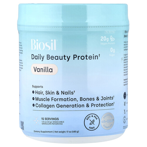 Biosil Daily Beauty Protein, Vanilla, 17 oz (480 g)