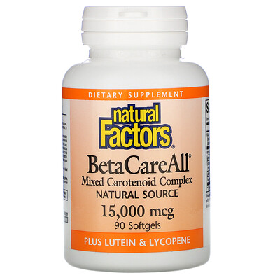 Natural Factors BetaCareAll, 15 000 мкг, 90 мягких желатиновых капсул