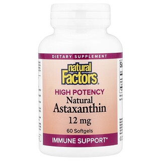 Natural Factors, натуральний астаксантин, 12 мг, 60 капсул