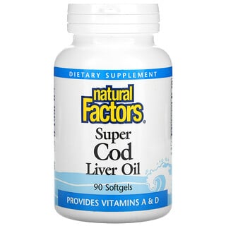 Natural Factors, Aceite de hígado de bacalao súper, 90 geles blandos