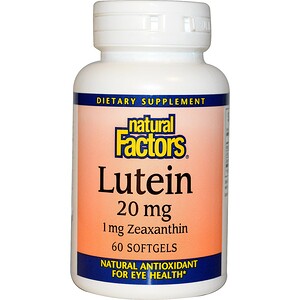 Natural Factors, Лютеин, 20 мг, 60 мягких желатиновых капсул