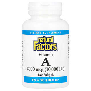 Natural Factors, Vitamin A, 3,000 mcg (10,000 IU), 180 Softgels