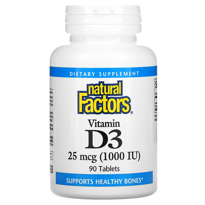 

Natural Factors Vitamin D3 25 mcg (1 000 IU) 90 Tablets