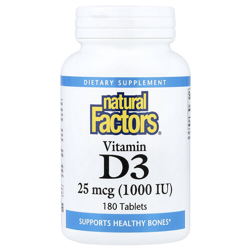 Natural Factors, Vitamin D3, 25 mcg (1.000 IU), 180 Tabletten