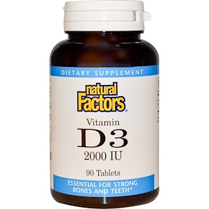 Natural Factors, Витамин D3, 2000 IU, 90 таблеток