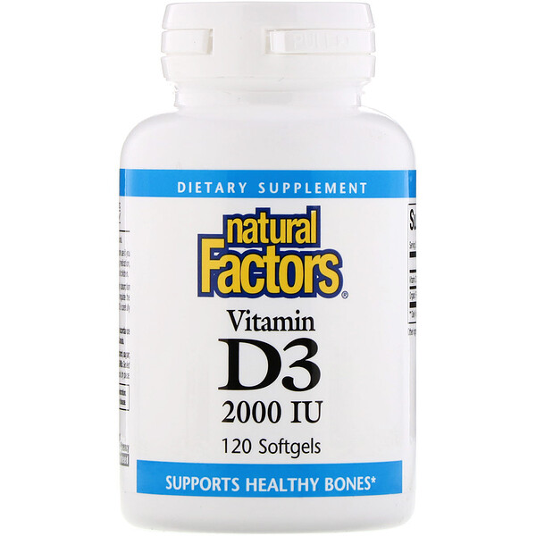 Natural Factors, Vitamin D3, 2000 IU, 120 Softgels iHerb