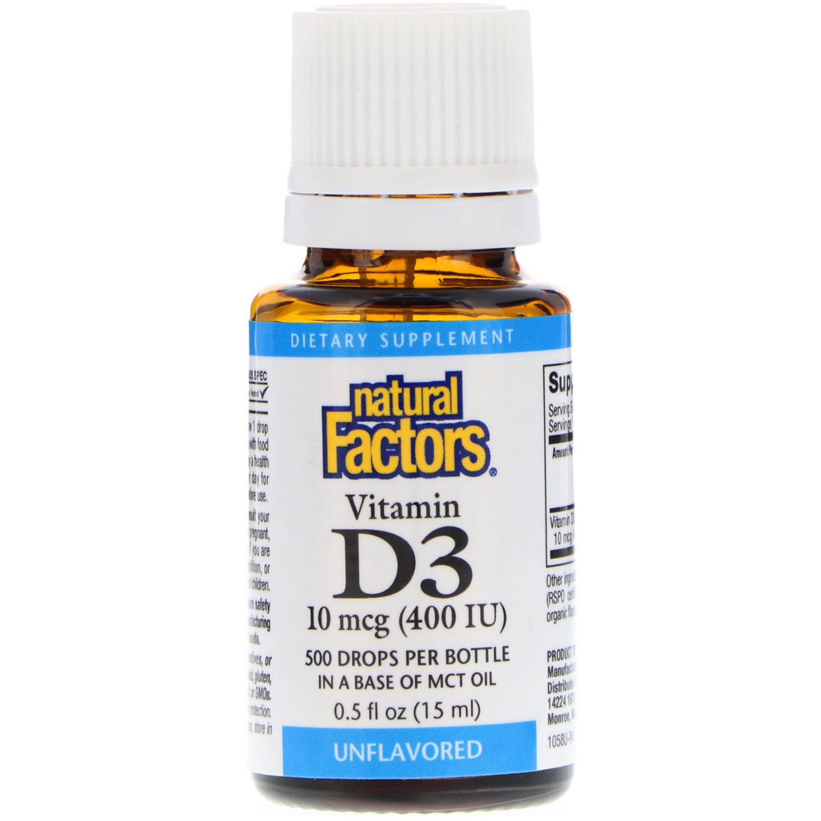 Natural Factors Vitamin D3 Drops Unflavored 400 Iu 05