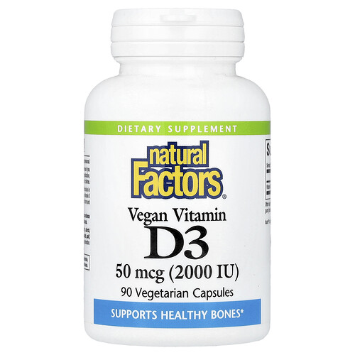 Natural Factors, Veganes Vitamin D3, 50 mcg (2.000 IU), 90 vegetarische Kapseln