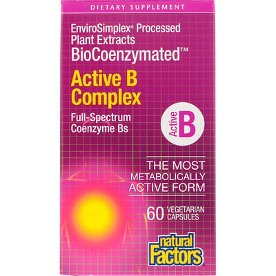 Natural Factors BioCoenzymated, активный комплекс витаминов B, 60 вегетарианских капсул