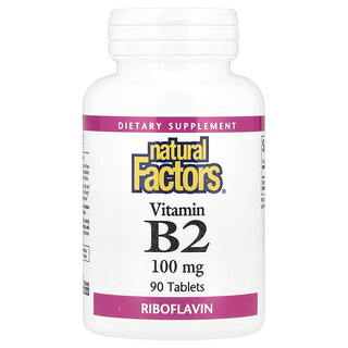Natural Factors, Витамин B2, Рибофлавин, 100 mg, 90 таблетки