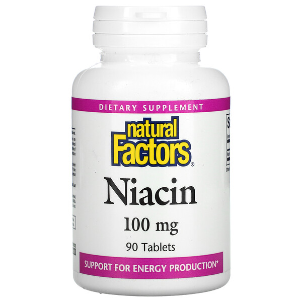 Natural Factors, Π½ΠΈΠ°ΡΠΈΠ½, 100Β ΠΌΠ³, 90Β ΡΠ°Π±Π»Π΅ΡΠΎΠΊ