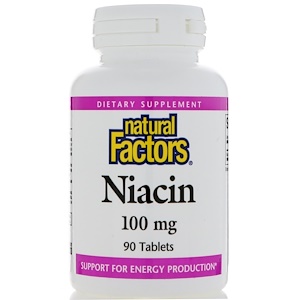 Natural Factors, Ниацин, 100 мг, 90 таблеток
