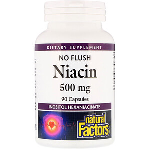 Отзывы о Натурал Факторс, No Flush Niacin, 500 mg, 90 Capsules