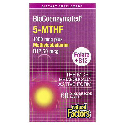Product Image for Natural Factors, BioCoenzymated , Folate + B12, 60 Quick-Dissolve Tablets