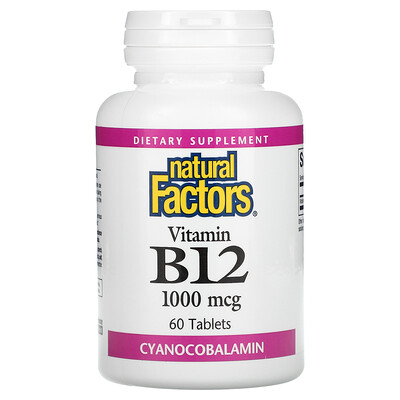 Natural Factors Vitamin B12, 1,000 mcg, 60 Tablets