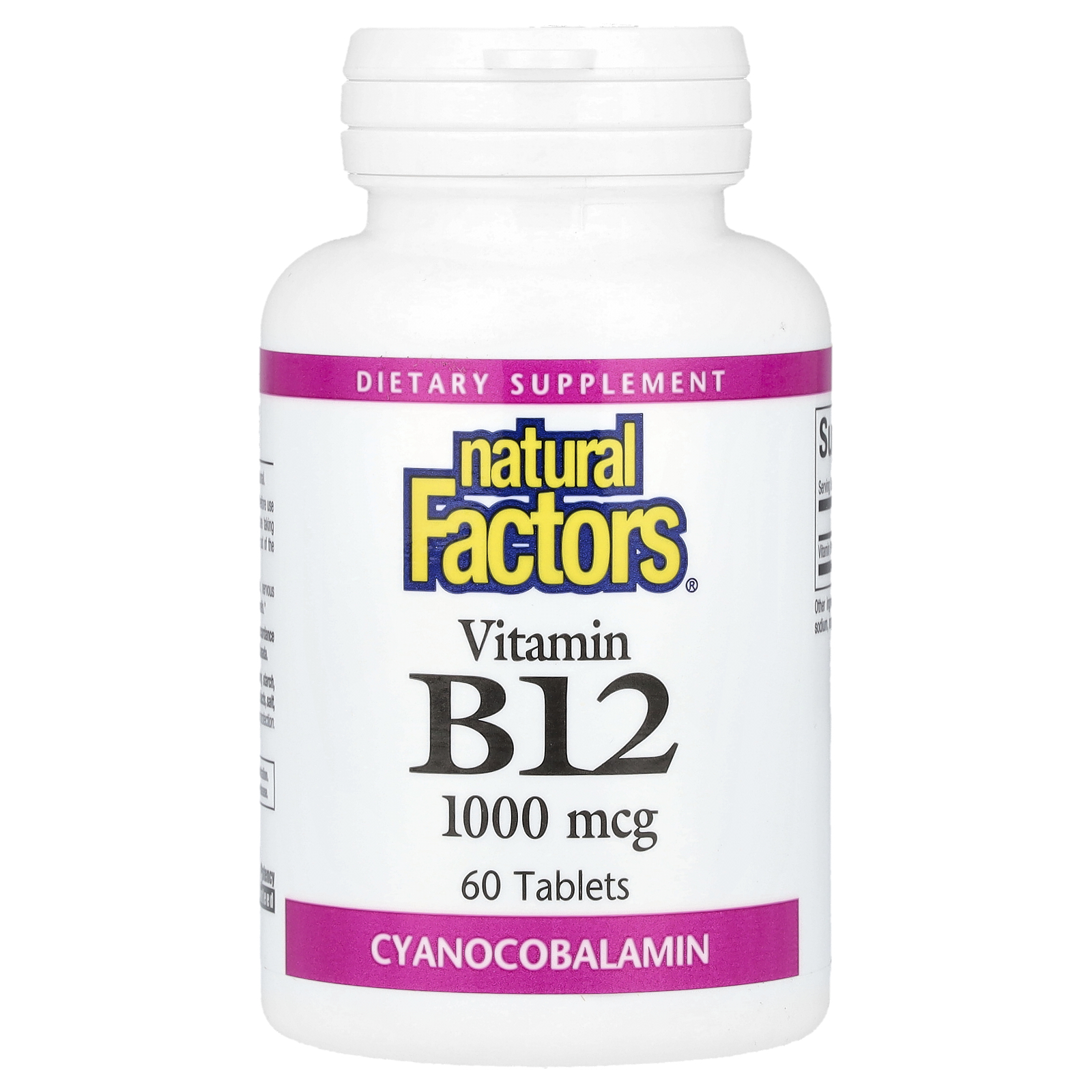 Natural Factors (내추럴팩터스), 비타민B12, 1,000 mcg, 60정