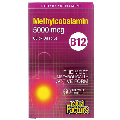 

Natural Factors B12 Methylcobalamin 5 000 mcg 60 Chewable Tablets