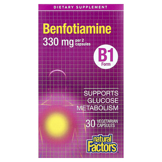 Natural Factors, Benfotiamina, 30 capsule vegetariane (165 mg per capsula)