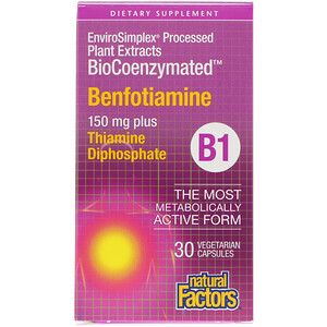 Отзывы о Натурал Факторс, BioCoenzymated, B1, Benfotiamine, 150 mg, 30 Vegetarian Capsules